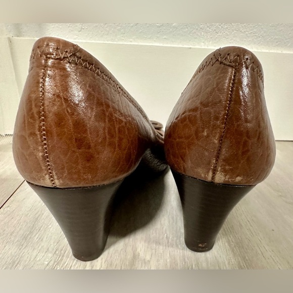 Tory Burch Sally leather wedge bison brown sz 10.5 - Picture 3 of 9